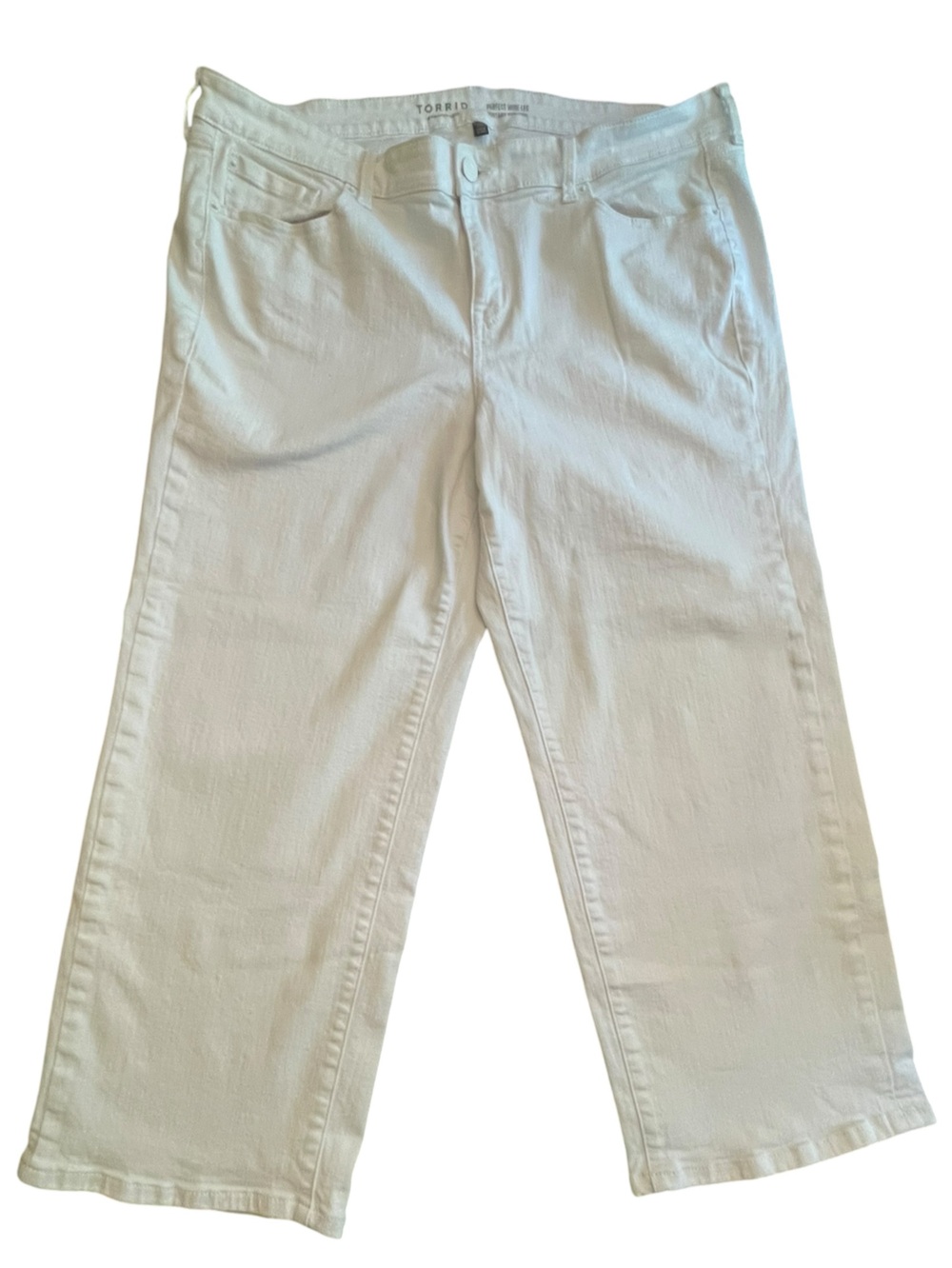Torrid Perfect Wide Leg Vintage Stretch Jeans Optic White Denim Size 18 Short